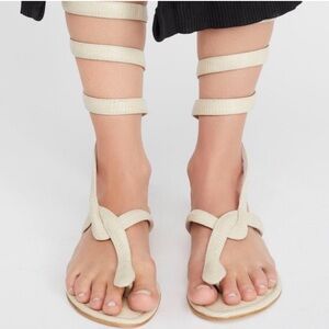 SOLD FP x Jeffrey Campbell Cream Wrap Sandals